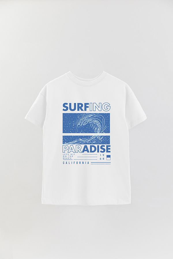 REMERA OVER ESTAMPADA SURFING PARADISE