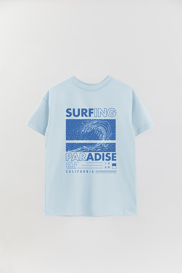 REMERA OVER ESTAMPADA SURFING PARADISE