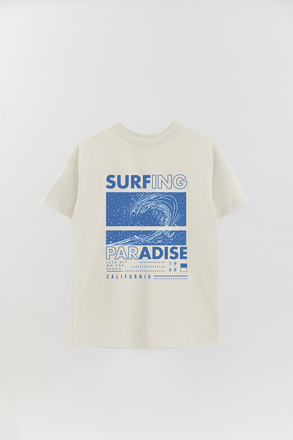 REMERA OVER ESTAMPADA SURFING PARADISE