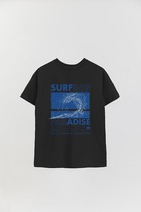 REMERA OVER ESTAMPADA SURFING PARADISE