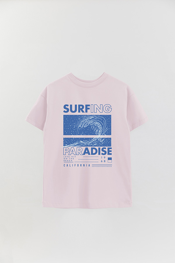 REMERA OVER ESTAMPADA SURFING PARADISE