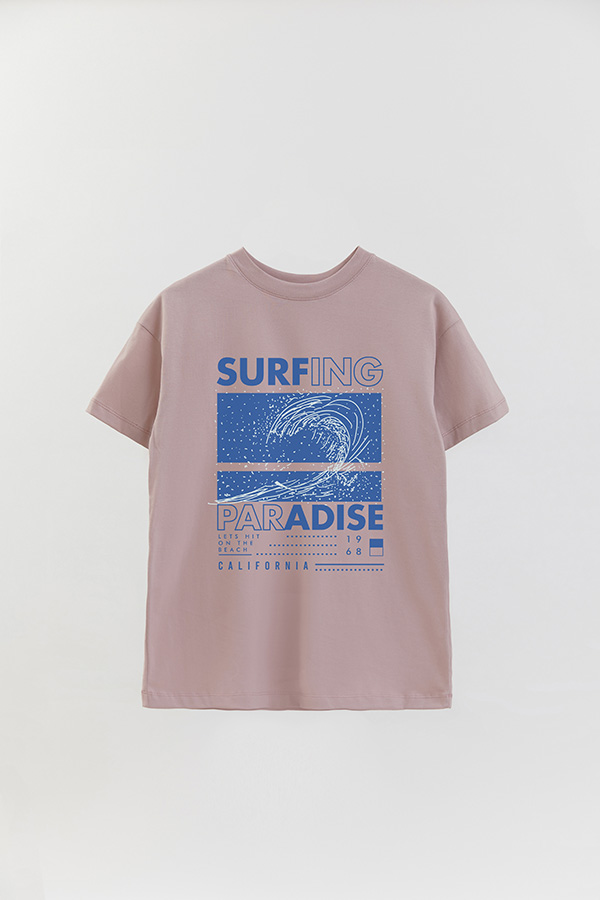 REMERA OVER ESTAMPADA SURFING PARADISE