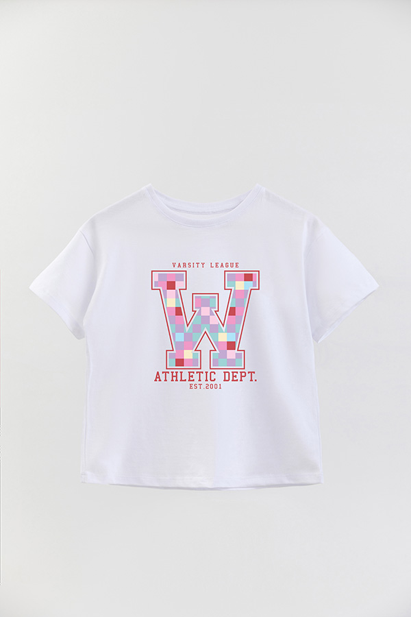 REMERA GIRL OVER W CHECKERED