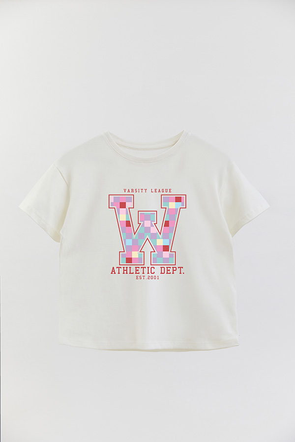 REMERA GIRL OVER W CHECKERED