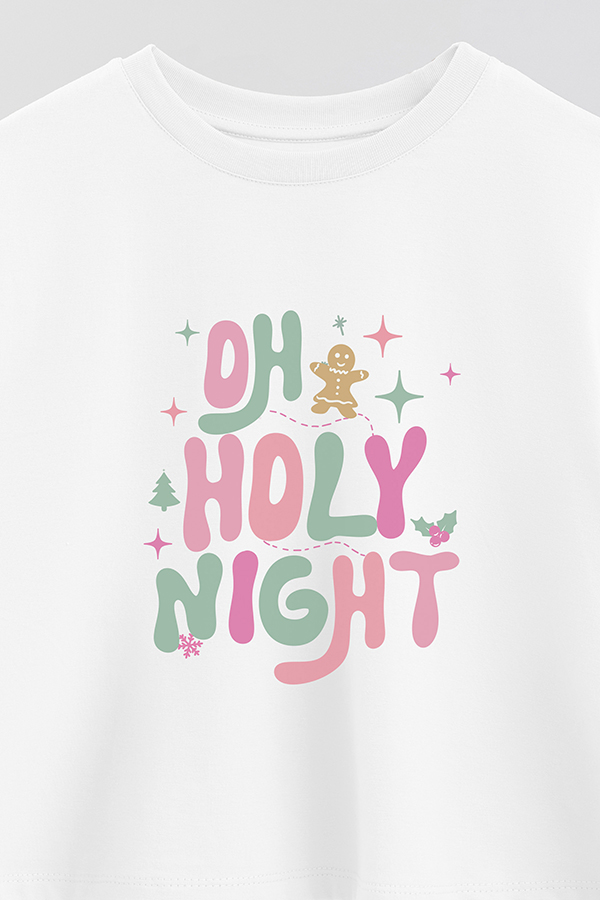 REMERA CROP OH HOLY NIGHT