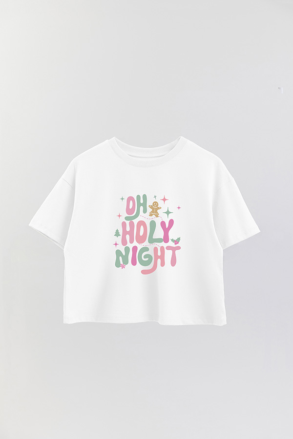 REMERA CROP OH HOLY NIGHT