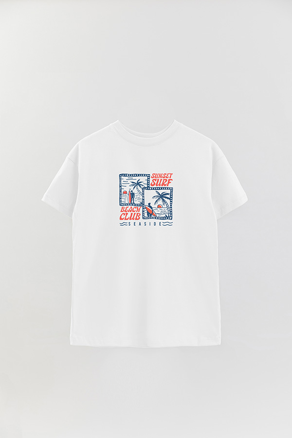 REMERA OVER ESTAMPADA SUNSET SURF