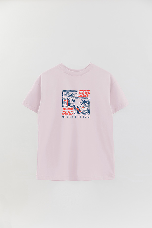 REMERA OVER ESTAMPADA SUNSET SURF