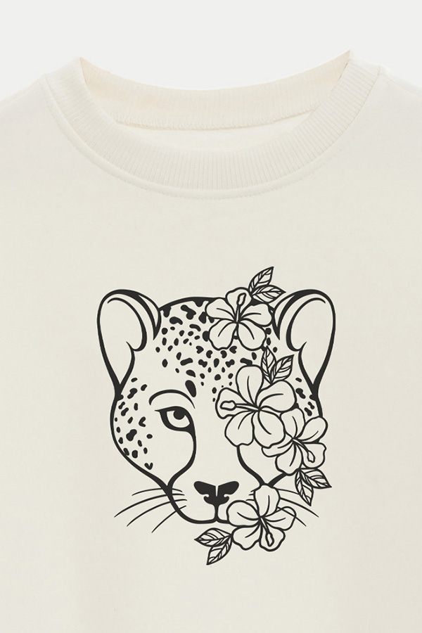 BUZO CROP ESTAMPADO ANIMAL PRINT FLOWER OF TIGER