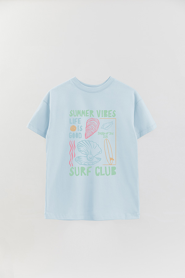 REMERA OVER ESTAMPADA SURF CLUB