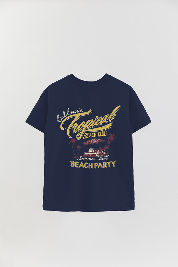 REMERA OVER ESTAMPADA CALIFORNIA TROPICAL BEACH CLUB