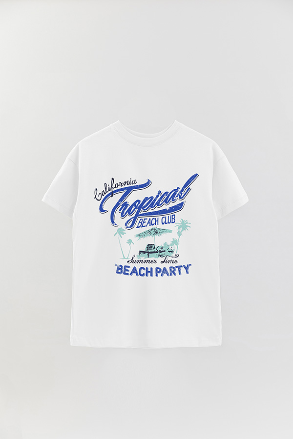 REMERA OVER ESTAMPADA CALIFORNIA TROPICAL BEACH CLUB