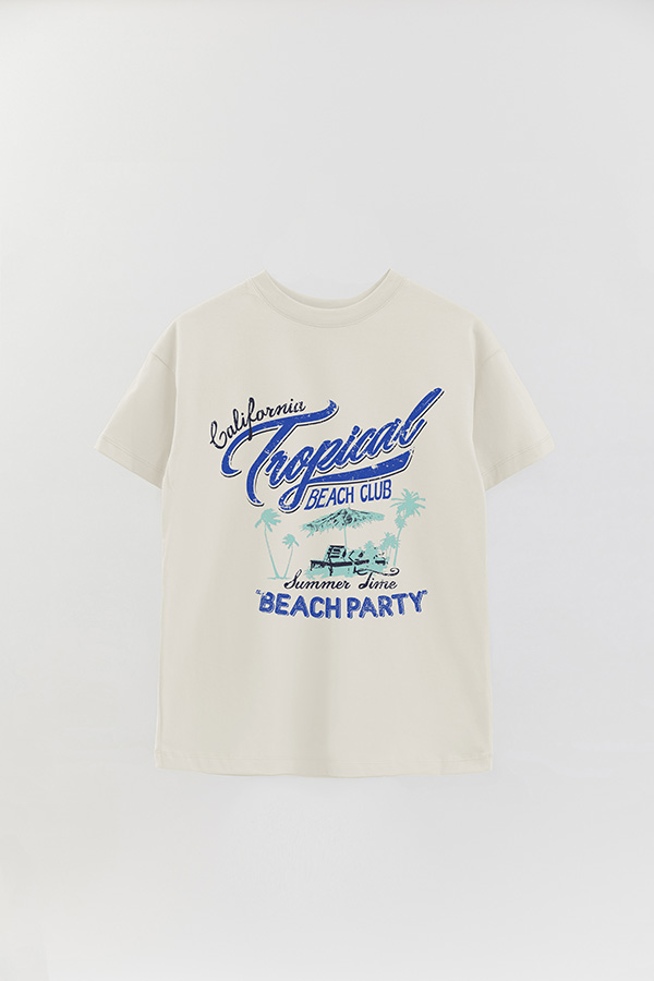 REMERA OVER ESTAMPADA CALIFORNIA TROPICAL BEACH CLUB