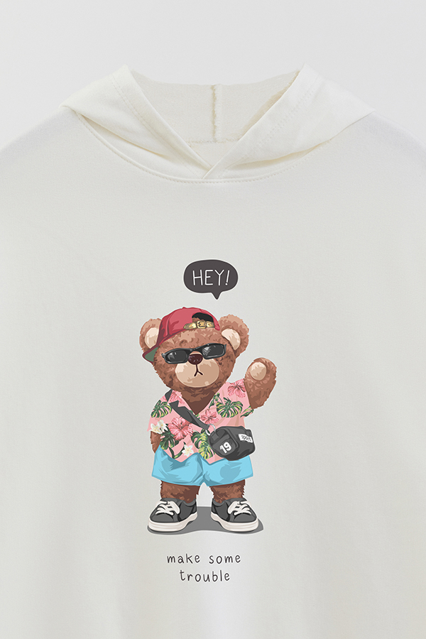 HOODIE RÚSTICO BOY TEDDY MAKE SOME TROUBLE