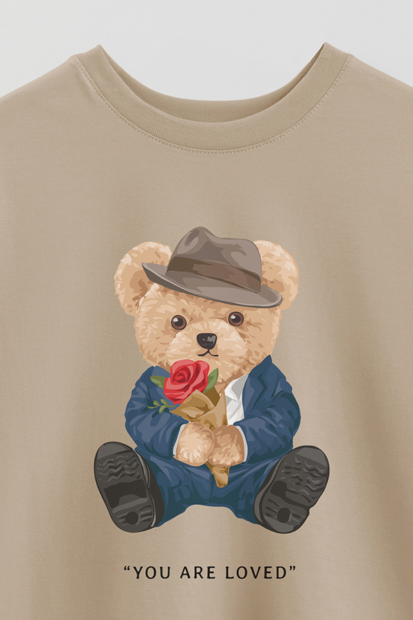 REMERA OVER ESTAMPADA UNISEX TEDDY YOU ARE LOVED
