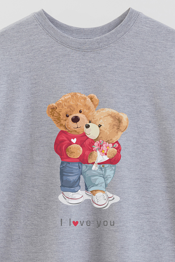 REMERA OVER ESTAMPADA UNISEX TEDDY LOVE U