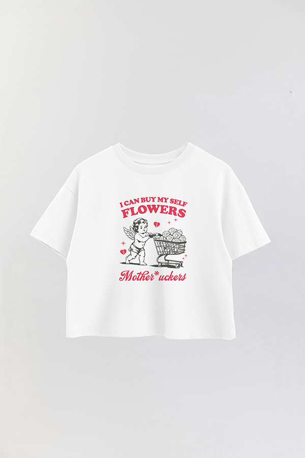 REMERA CROP ESTAMPADA FABULOUS VALENTINE FLOWERS