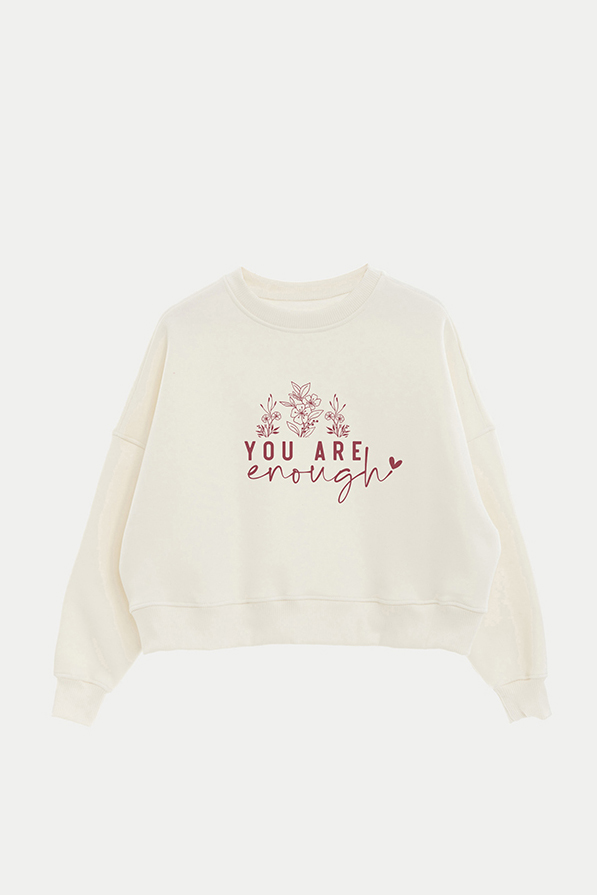 BUZO CROP FRISA ESTAMPADO MINIMAL LOVE ENOUGH