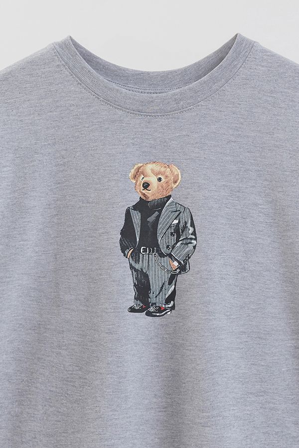 REMERA OVER ESTAMPADA UNISEX BEAR GREY SUIT