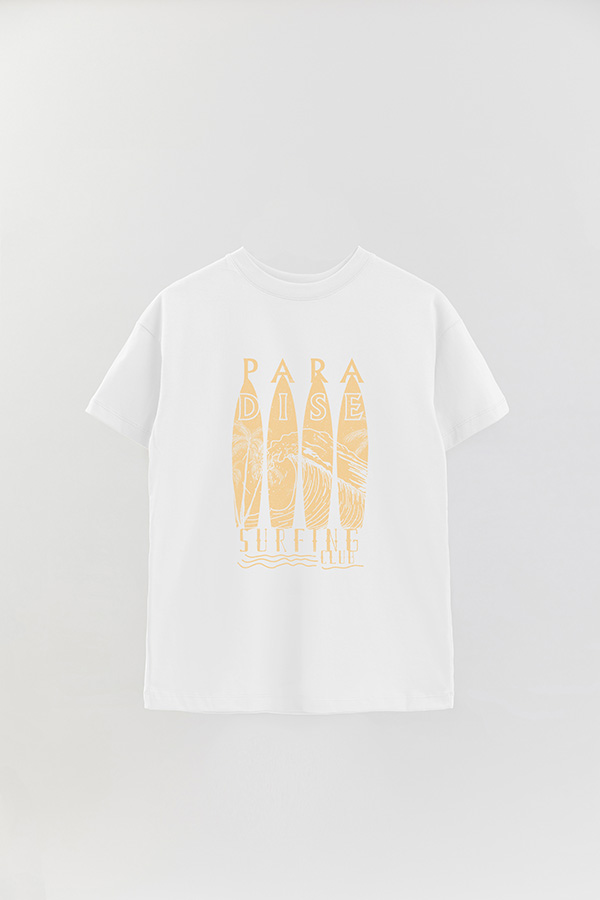 REMERA OVER ESTAMPADA PARADISE SURFING