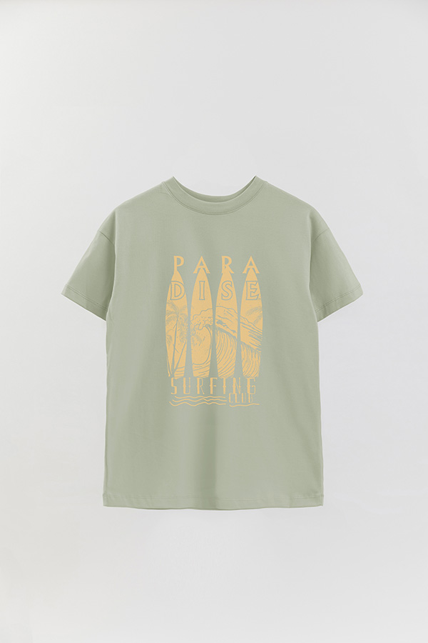 REMERA OVER ESTAMPADA PARADISE SURFING