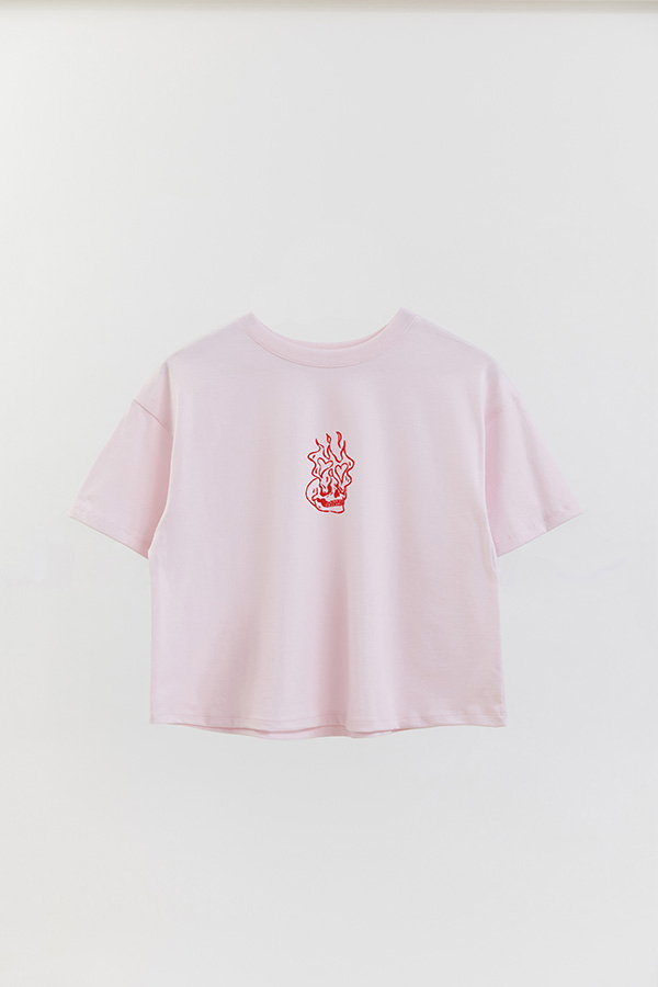 REMERA CROP ESTAMPADA VALENTINE SKULL