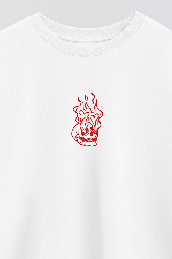 REMERA CROP ESTAMPADA VALENTINE SKULL