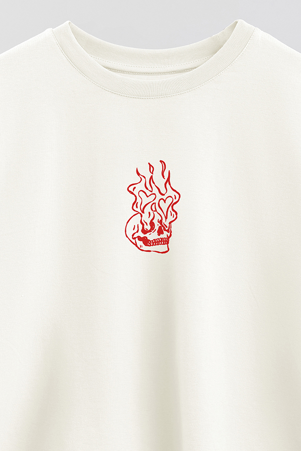 REMERA CROP ESTAMPADA VALENTINE SKULL