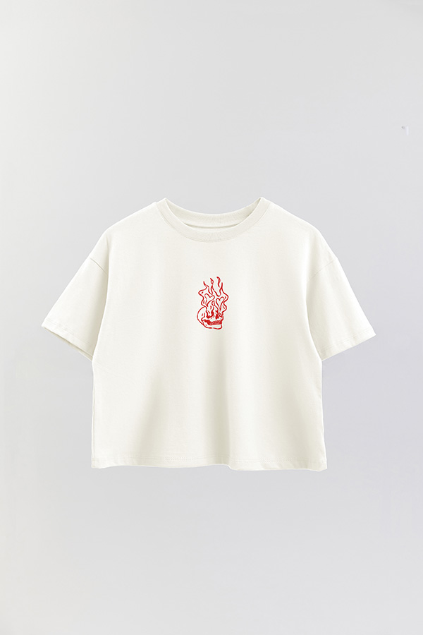 REMERA CROP ESTAMPADA VALENTINE SKULL