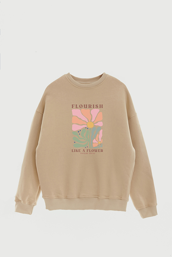 CREWNECK FRISA CHRISTIAN BOHO FLOWERS FLOURISH