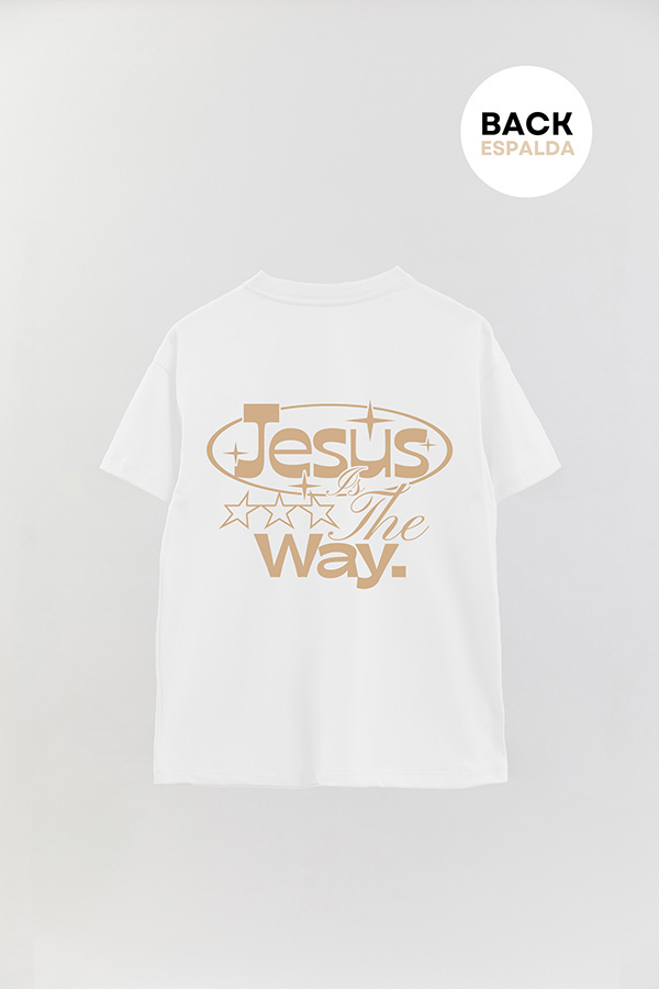 REMERA OVER ESTAMPADA UNISEX ESPALDA JESUS IS THE WAY