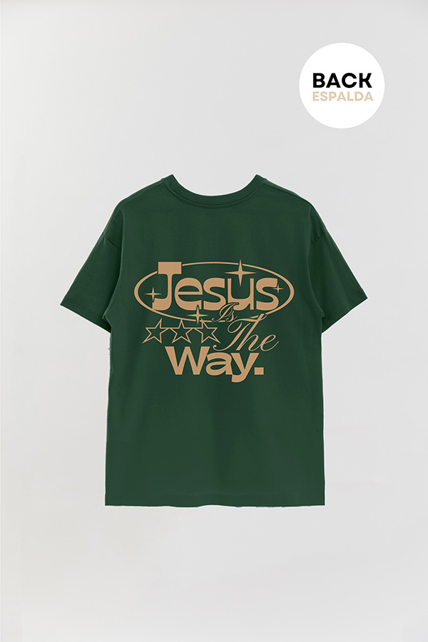 REMERA OVER ESTAMPADA UNISEX ESPALDA JESUS IS THE WAY
