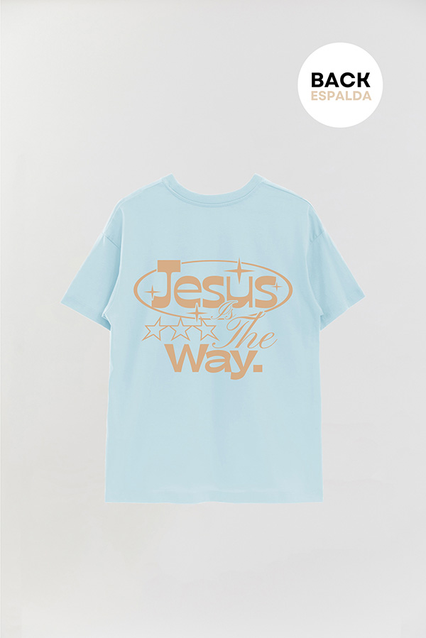 REMERA OVER ESTAMPADA UNISEX ESPALDA JESUS IS THE WAY