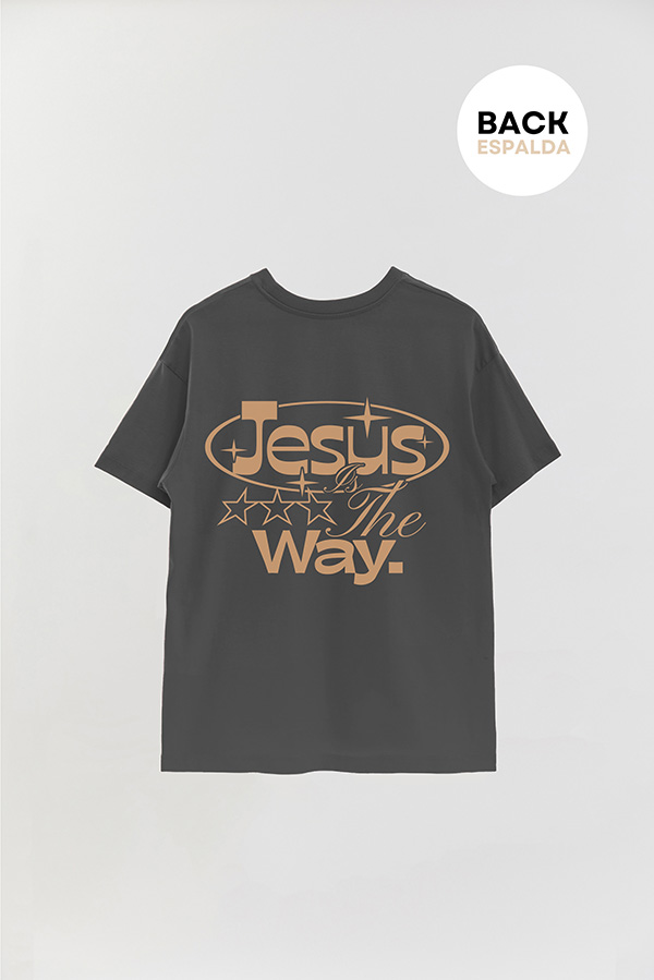 REMERA OVER ESTAMPADA UNISEX ESPALDA JESUS IS THE WAY