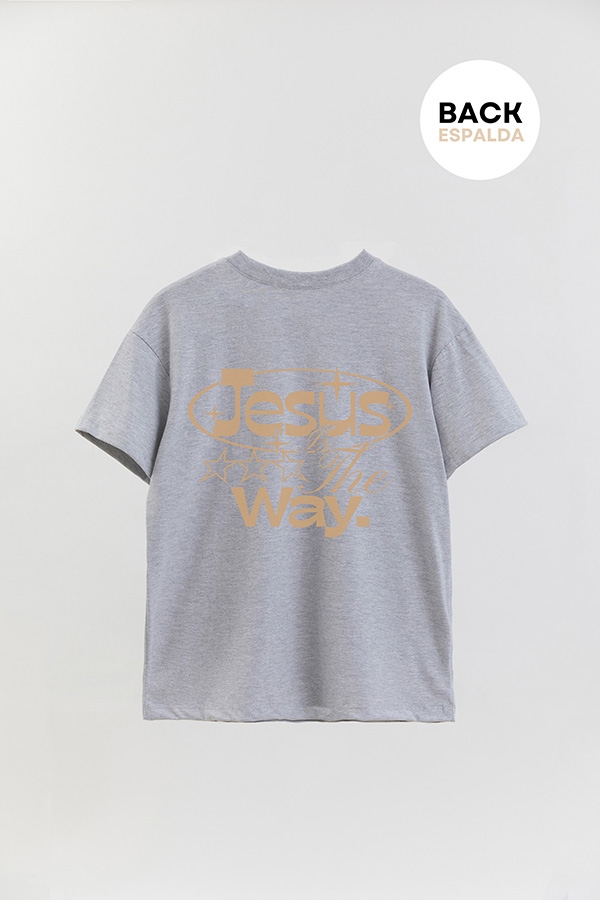 REMERA OVER ESTAMPADA UNISEX ESPALDA JESUS IS THE WAY