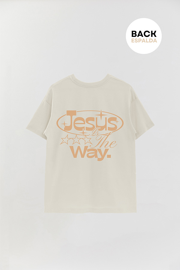 REMERA OVER ESTAMPADA UNISEX ESPALDA JESUS IS THE WAY