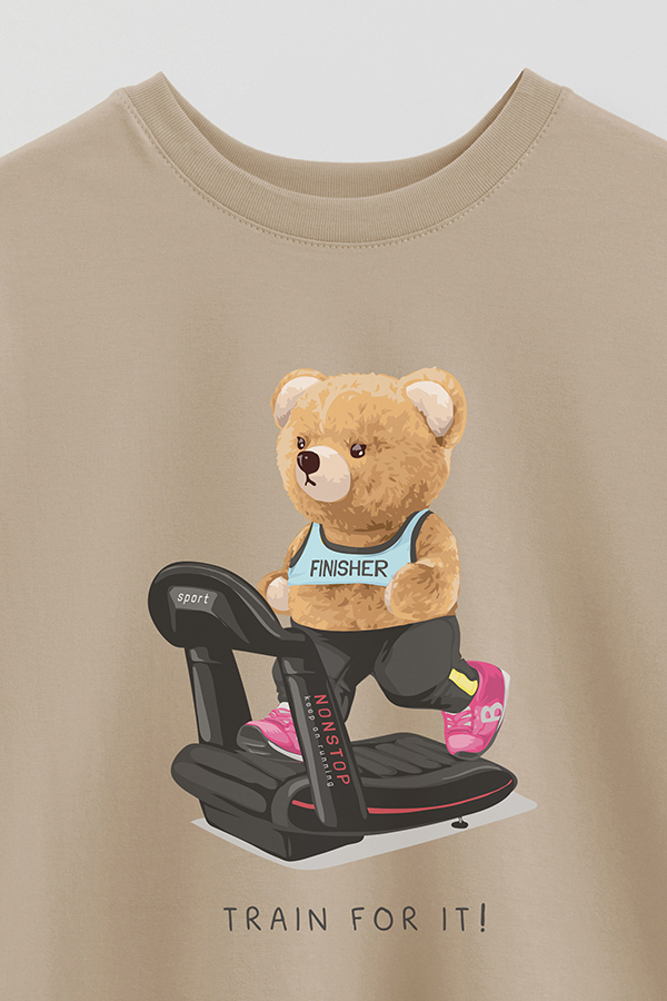 REMERA OVER ESTAMPADA UNISEX TEDDY TRAIN FOR IT