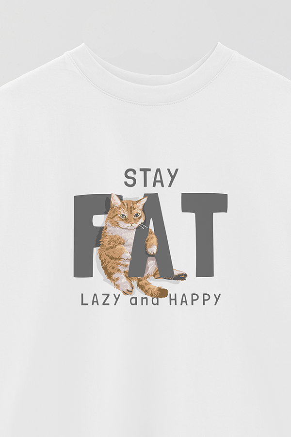 REMERA OVER ESTAMPADA CAT STAY FAT