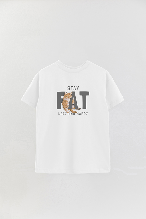 REMERA OVER ESTAMPADA CAT STAY FAT