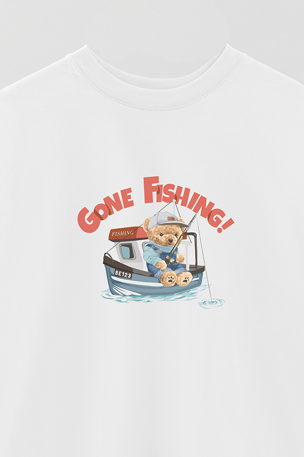 REMERA OVER ESTAMPADA UNISEX TEDDY GONE FISHING