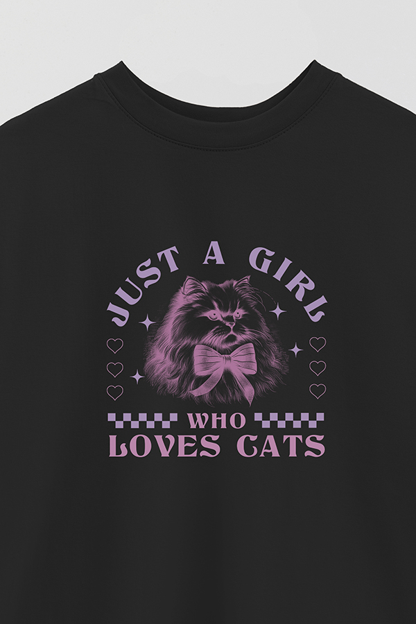 REMERA OVER ESTAMPADA CAT LOVES CATS