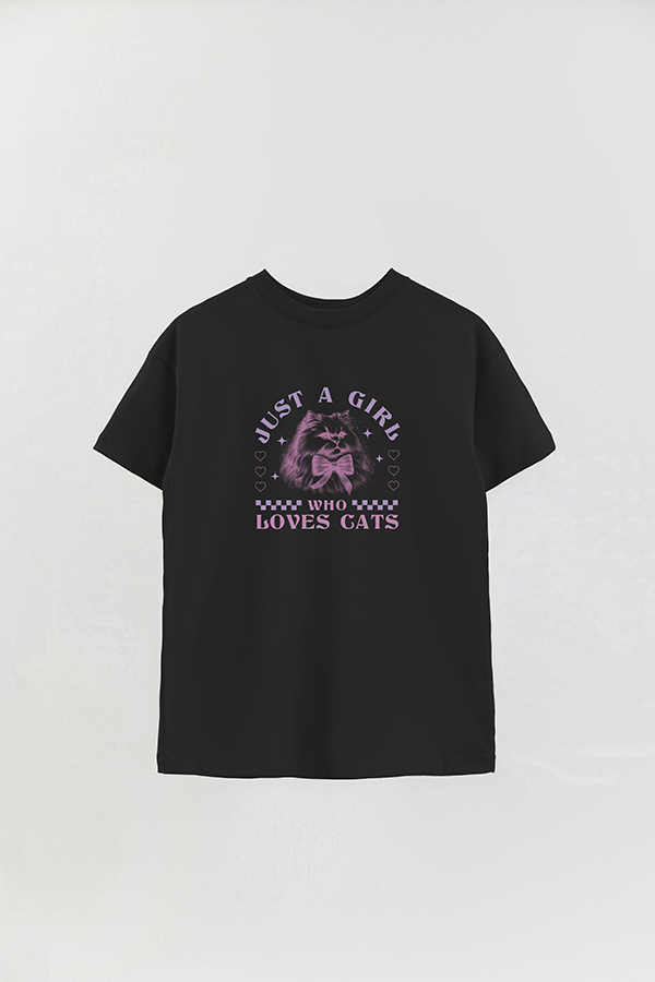 REMERA OVER ESTAMPADA CAT LOVES CATS