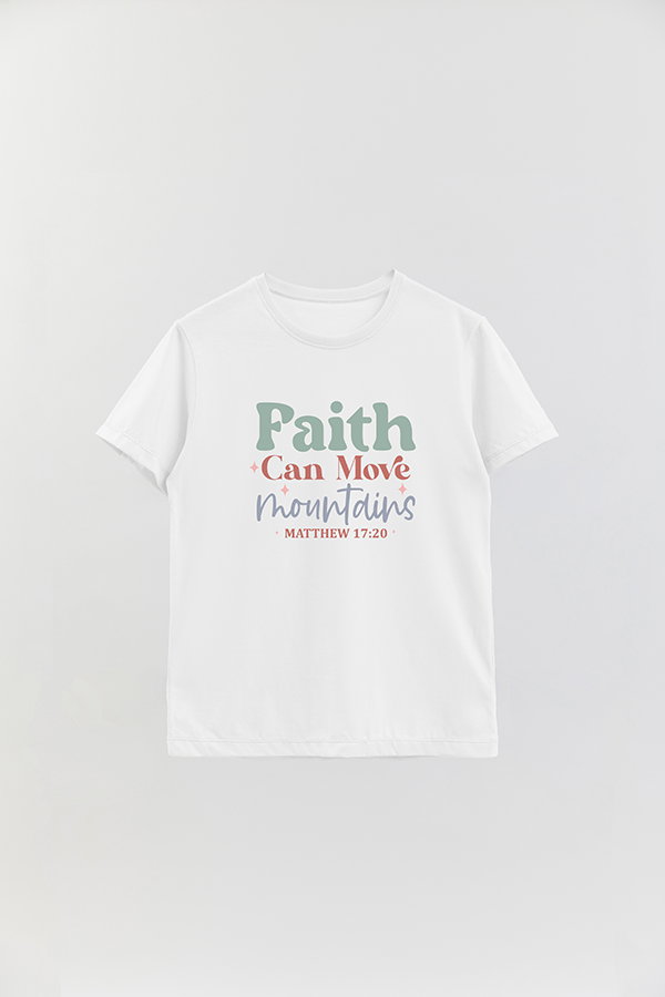 REMERA BASICA UNISEX VRS FAITH CAN MOVE MOUNTAINS