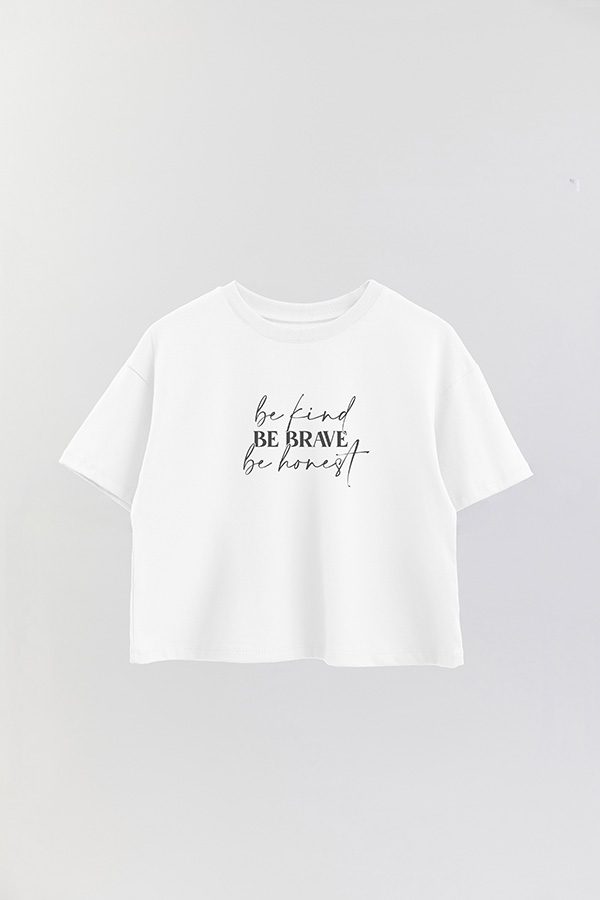 REMERA CROP ESTAMPADA ML BE KIND