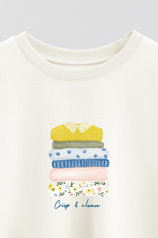 REMERA CROP ESTAMPADA COASTAL CRISP AND CLEAN