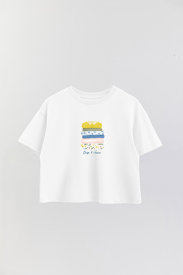 REMERA CROP ESTAMPADA COASTAL CRISP AND CLEAN