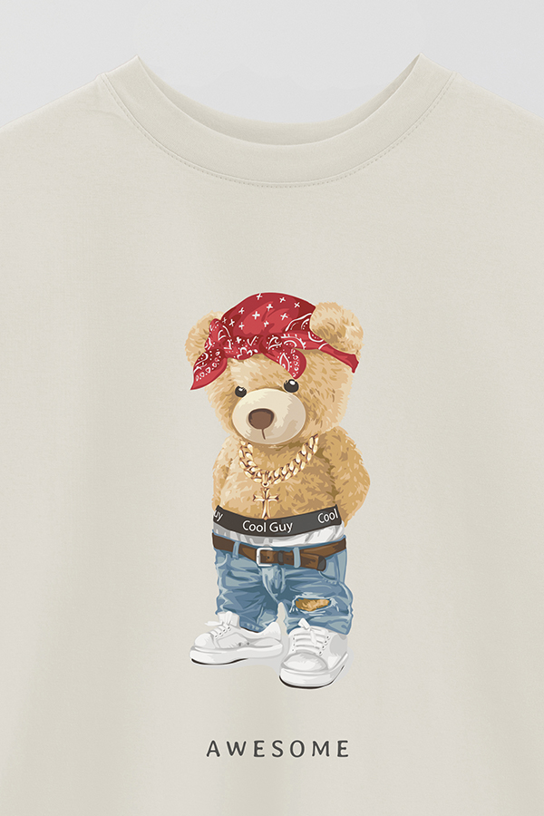 REMERA OVER ESTAMPADA UNISEX TEDDY AWESOME