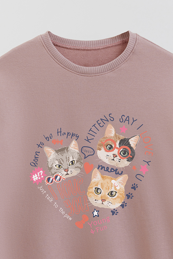 BUZO CREWNECK RUSTICO KITTY DREAMS YOUNG AND FUN