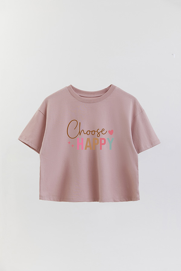 REMERA CROP ESTAMPADA CLR CHOOSE HAPPY