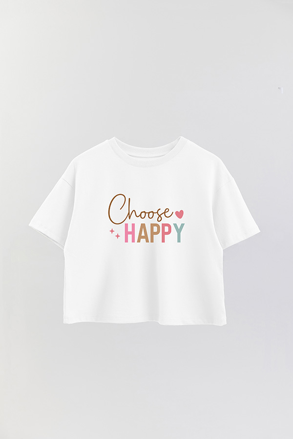 REMERA CROP ESTAMPADA CLR CHOOSE HAPPY